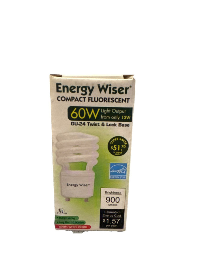 Energy Wiser GU24 CFL Bulb 13W (60W Eq) Warm White 2700K Spiral, Set of 6 by Price Is Right Miami