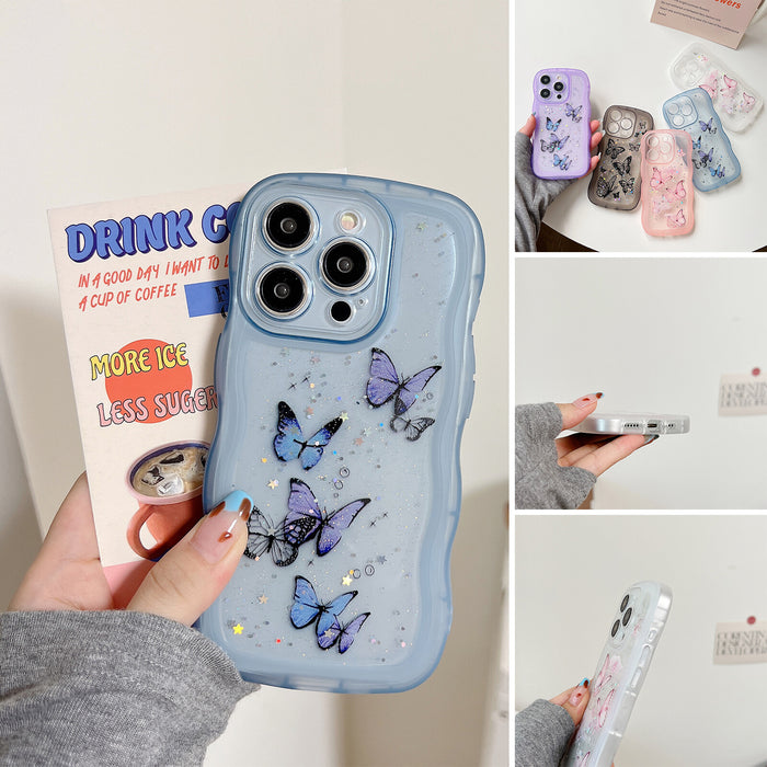 Butterfly Clear Shockproof Wavy Case for iPhone 16 Pro Max 16e 16 15 14 13 12 11 X by Merch Section