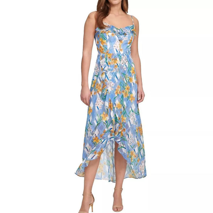 Kensie Women's Maxi Floral Ruffled Trim Dress by Vanessa Jane