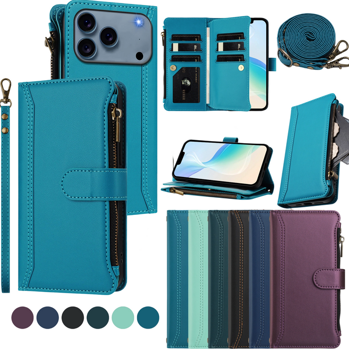 Magnetic Flip Leather Wallet Case for iPhone 17 16 15 14 13 12 11 Pro Max Black by Merch Section