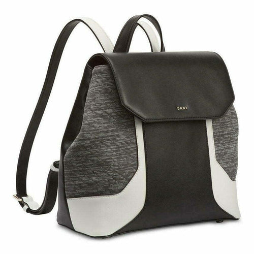 DKNY Jade Flap Black Leather Backpack by Vanessa Jane