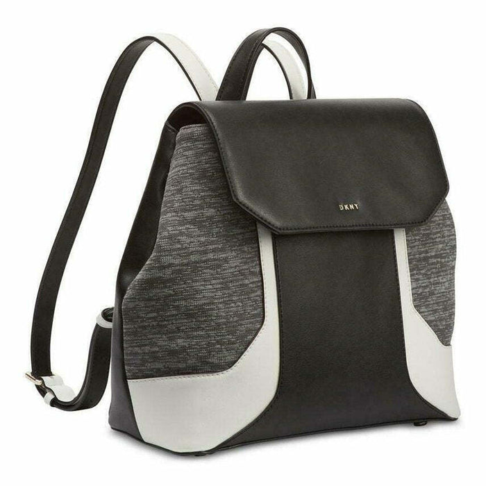 DKNY Jade Flap Black Leather Backpack by Vanessa Jane