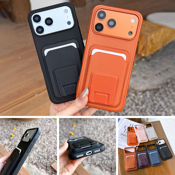 Card Slots Contractile Stand Phone Case for iPhone 17 Pro Max Air 16 15 14 13 by Merch Section
