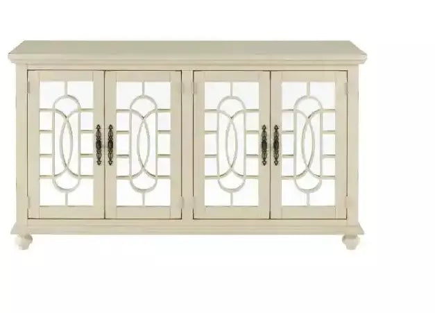 Martin Svensson Home Orleans Antique White Wood TV Stand Fits 65 In. With Mirrow by Vanessa Jane