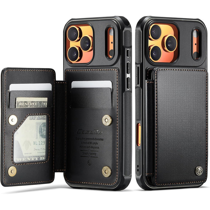 RFID Blocking Leather Wallet Case for iPhone 17 Pro Max 17 Pro 17e Air Black by Merch Section