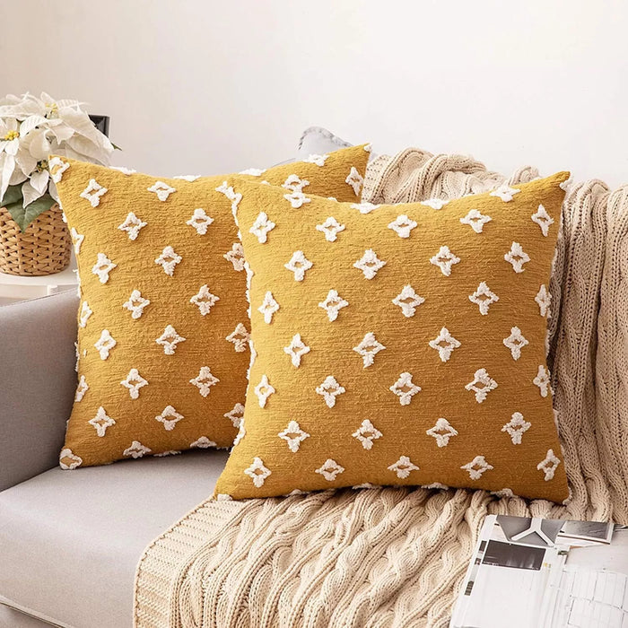 MIULEE Set of 2 Decorative Throw Pillow Covers Rhombic Jacquard Pillowcase Soft by Vanessa Jane