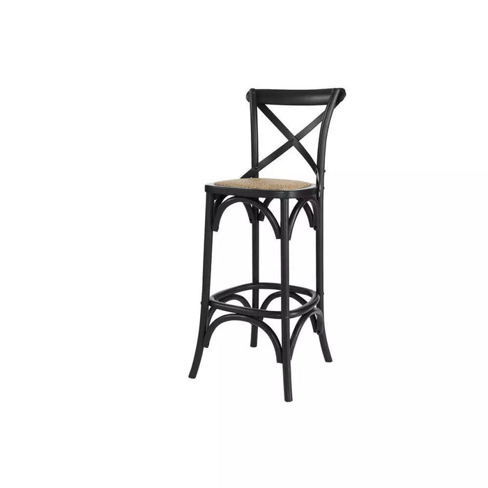 Home Decorators Mavery Black Wood Bar Stool With Woven 18 In. W X 43.7 In. H by Vanessa Jane