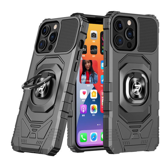 Ring Kickstand Magnetic Car Mount Case for Apple iPhone 15 Pro Max Black by Merch Section
