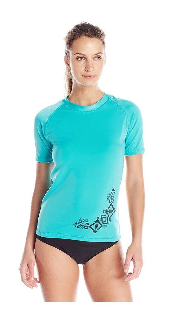 Kanu Surf Womens Sonoma Short Sleeve UPF 50+ Rash Guard, Lagoon, Small by Vanessa Jane