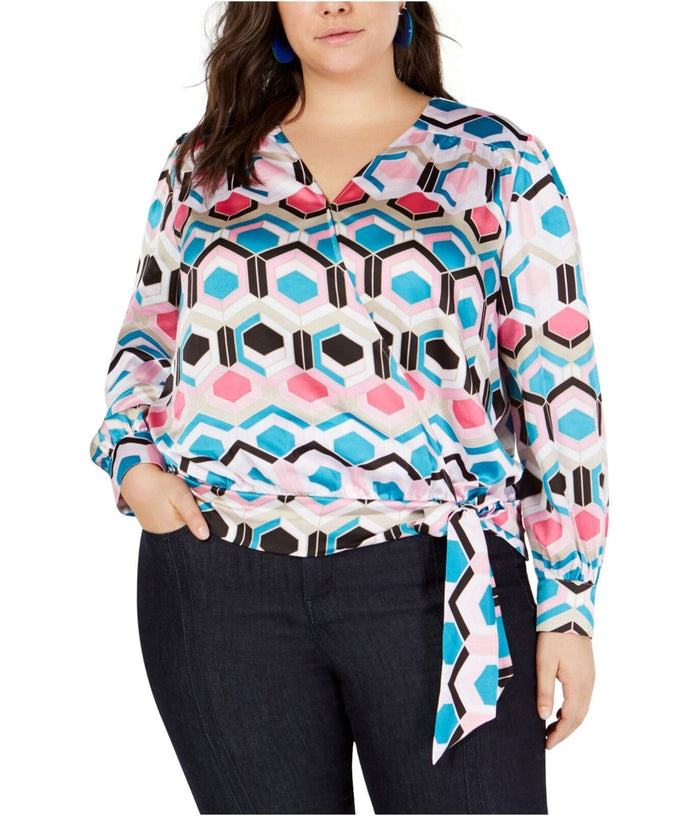 I-n-c Womens Honeycomb Wrap Blouse, Size 2X by Vanessa Jane