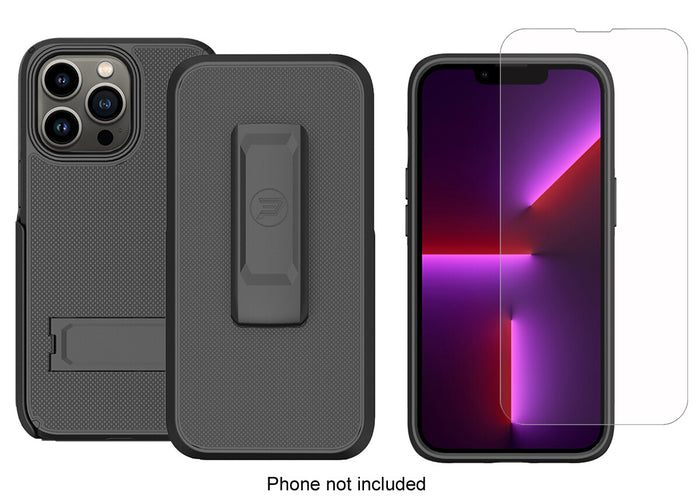 Dual Layer Hybrid Case with Belt Clip Holster Combo for iPhone 13 Pro Max by Merch Section