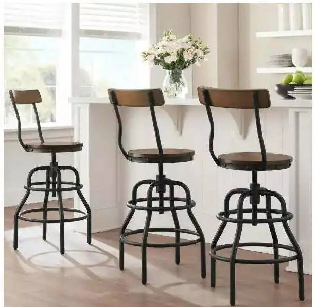 Home Decorators Collection Hamrick Industrial Adjustable Height Bar Stool, Black by Vanessa Jane