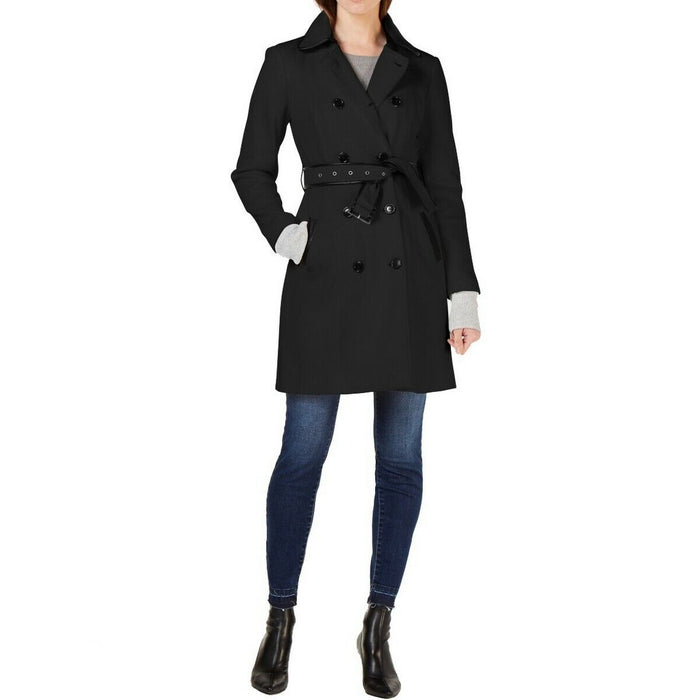 I.N.C. Faux-Leather Trim Military Ponte-Knit Coat by Vanessa Jane