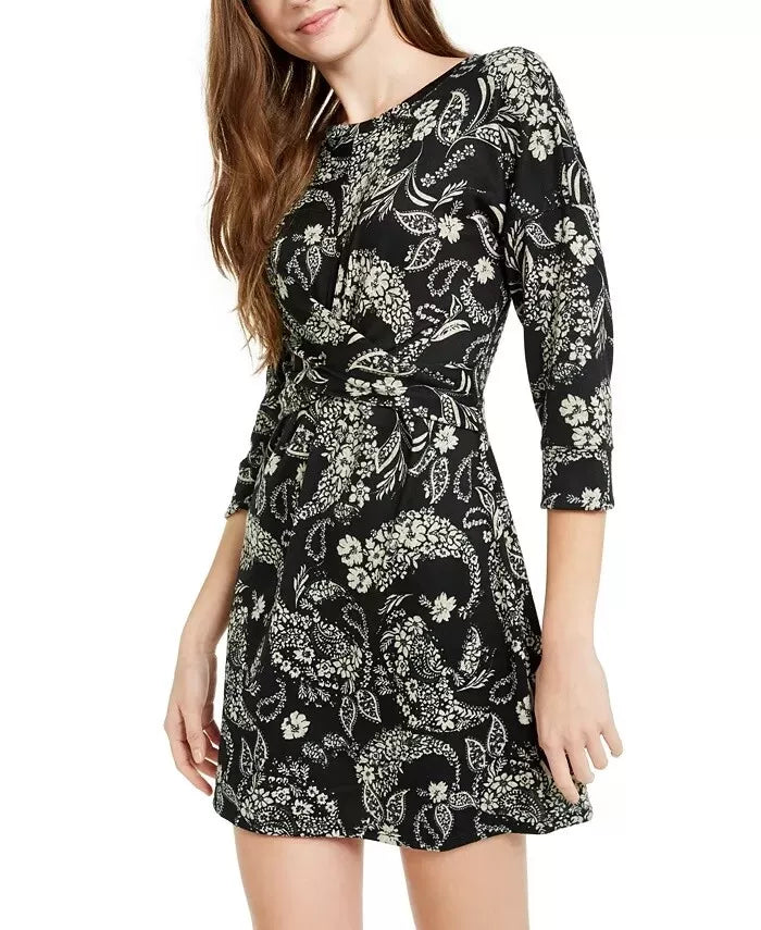 Be Bop Juniors Paisley Twist-Front Dress, Black Size XL by Vanessa Jane