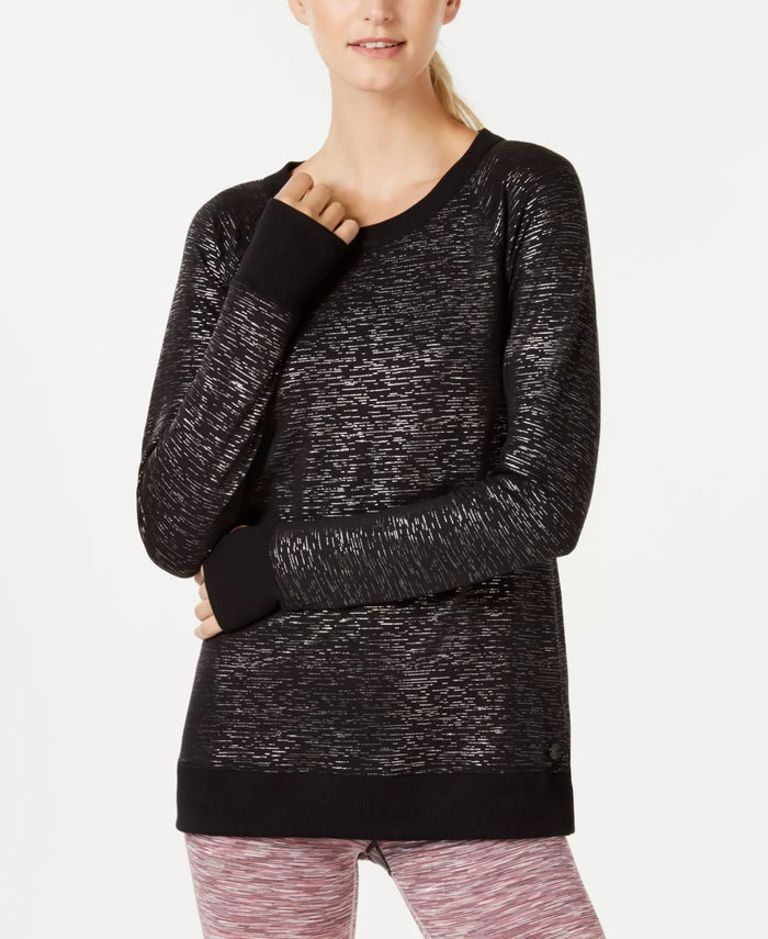 Ideology Metallic Cross-Back Sweatshirt, Size XS by Vanessa Jane