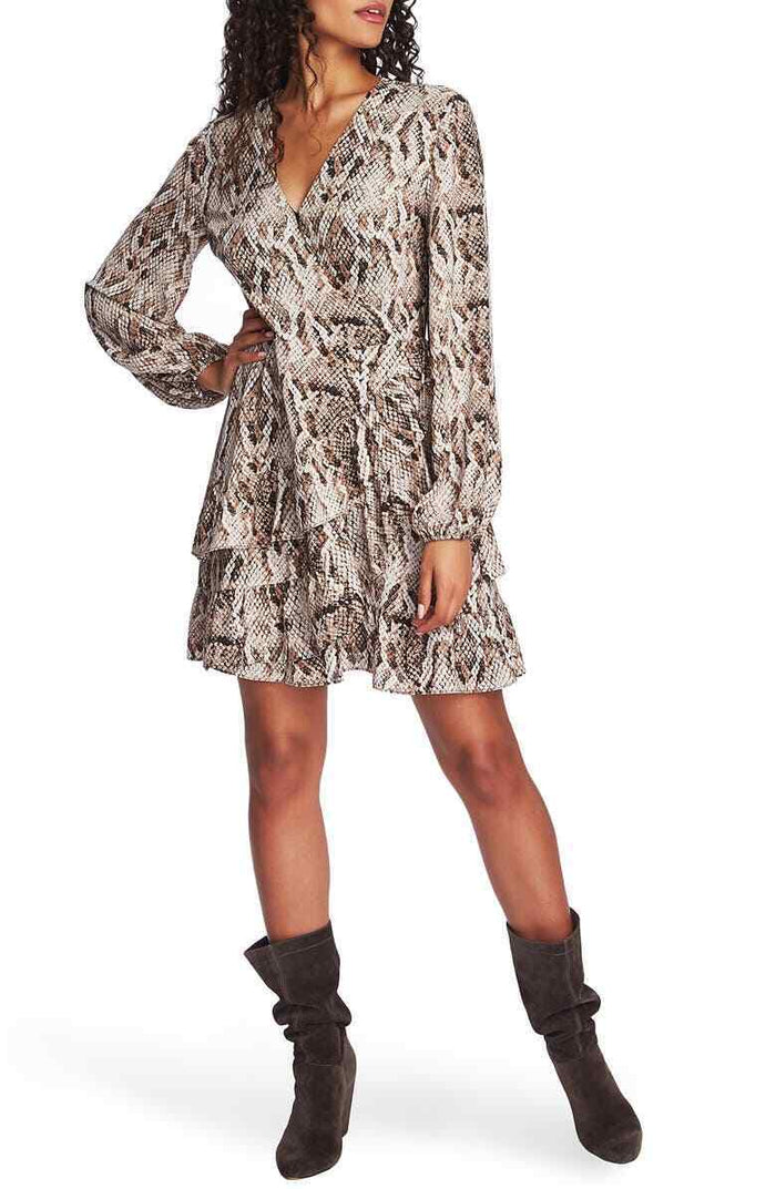 1.state Ruffled Snakeskin Print Dress, Size 00 by Vanessa Jane
