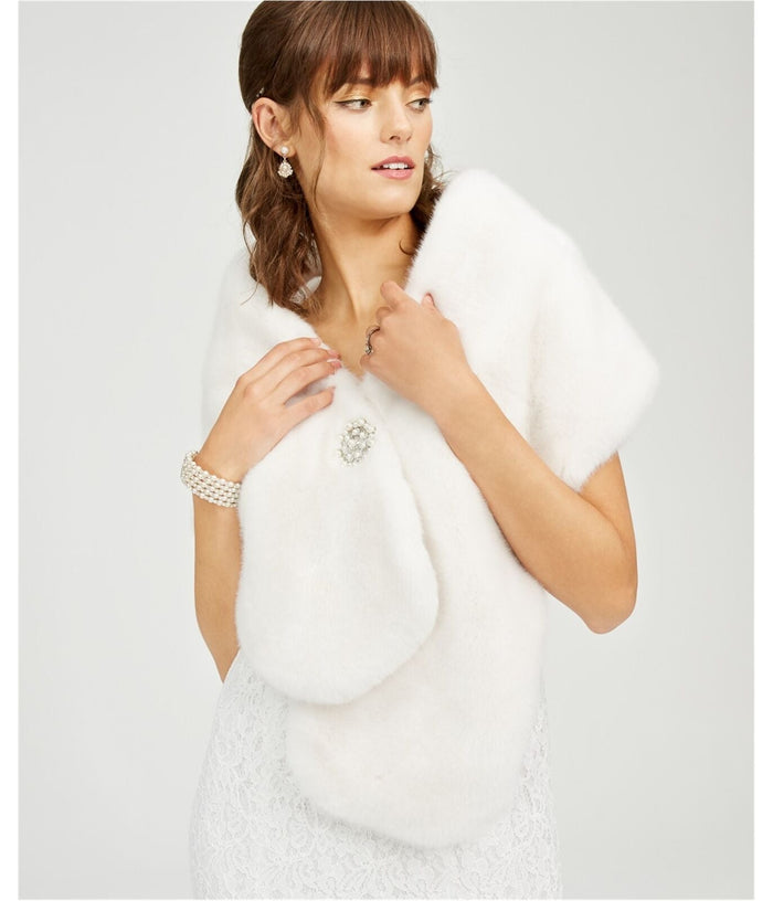 Adrianna Papell Womens Stole Wrap Jacket, White, One Size by Vanessa Jane