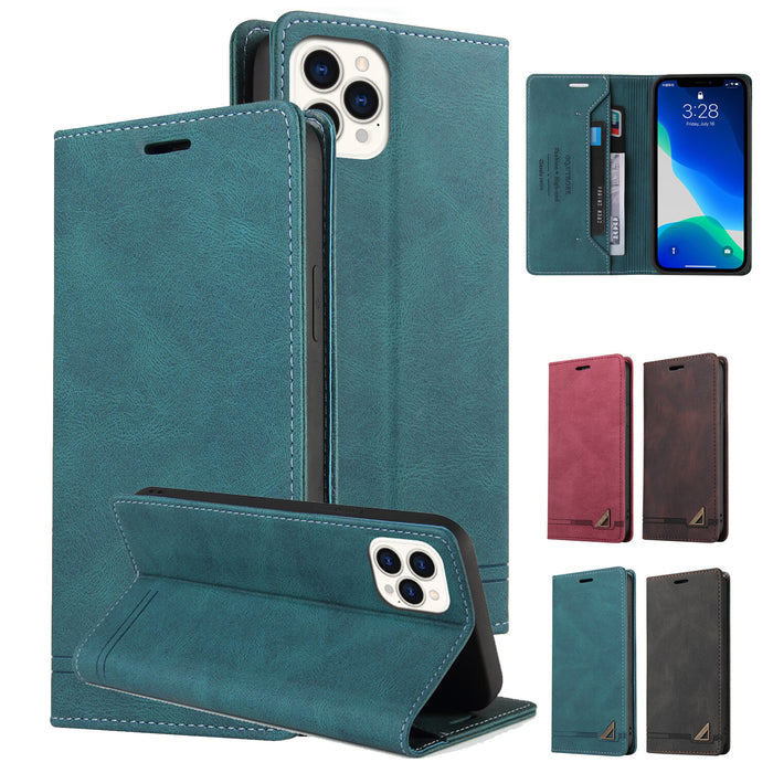 RFID Blocking Folio Wallet Case for iPhone 14 13 12 11 XR XS 8 7 Black by Merch Section