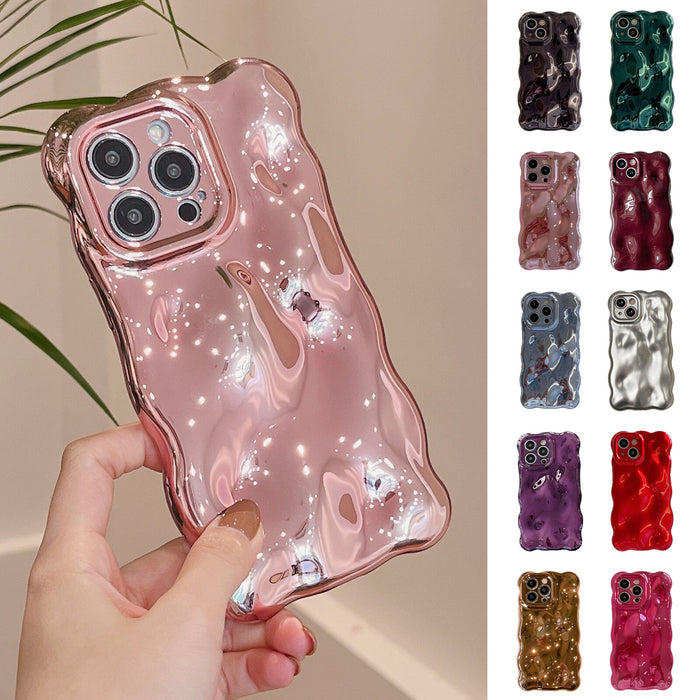 Wavy Edges Bubble Shockproof Solid Color Case for iPhone 15 Pro Max 14 13 12 11 by Merch Section