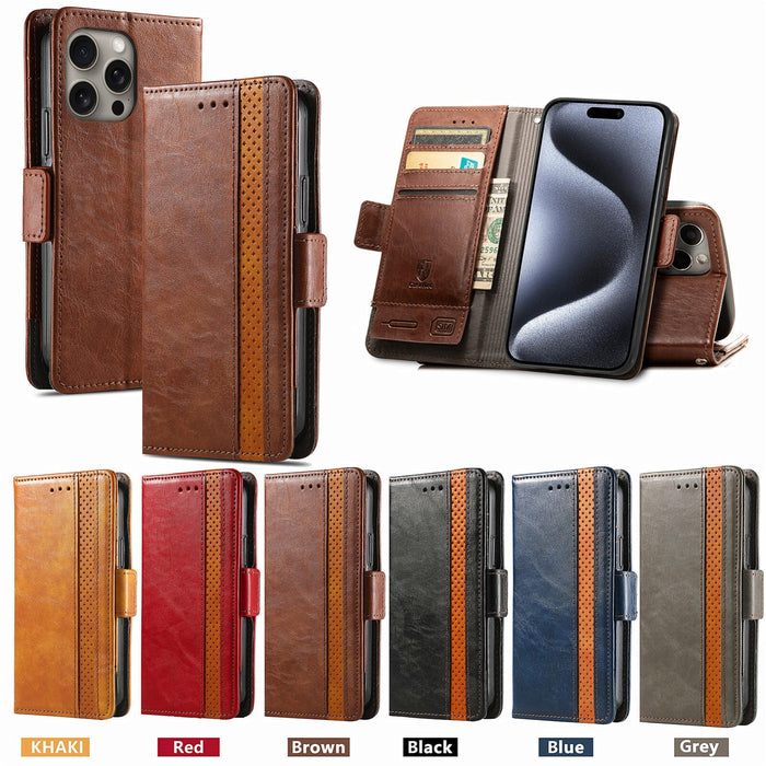 Magnetic Leather Flip Card Wallet Case for iPhone 17 Pro Max 16 15 14 13 12 11 7 Black by Merch Section