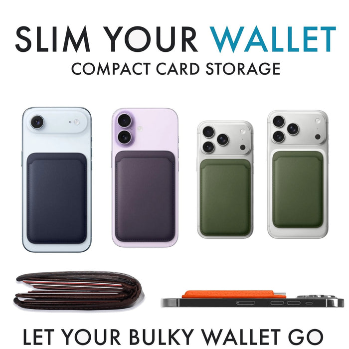 Leather Magnetic Wallet Card Holder for iPhone 17 16 15 14 13 12 Pro Max Plus Blue by Merch Section