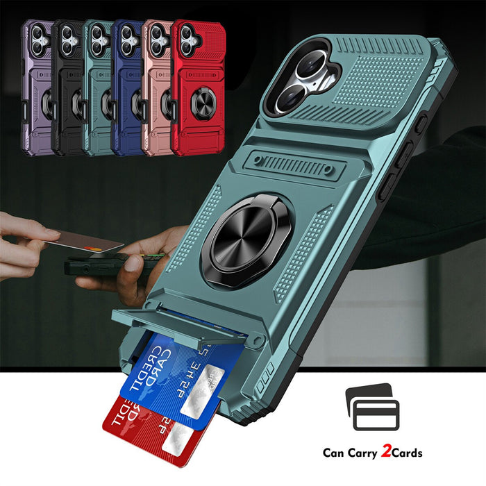 Shockproof Magnetic Ring Holder Card Wallet Case for iPhone 17 16 15 Pro Max 14 by Merch Section