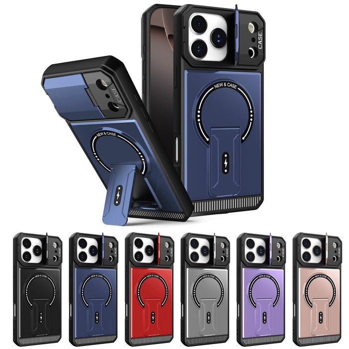 Magnetic Stand MagSafe Case with Lens Cover for iPhone 17 Pro Max 16 15 14 13 12 11 by Merch Section