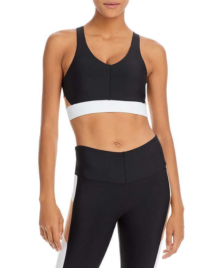 Aqua Athletic Womens Striped Panel Sports Bra Black Removable Cup Size XS by Vanessa Jane