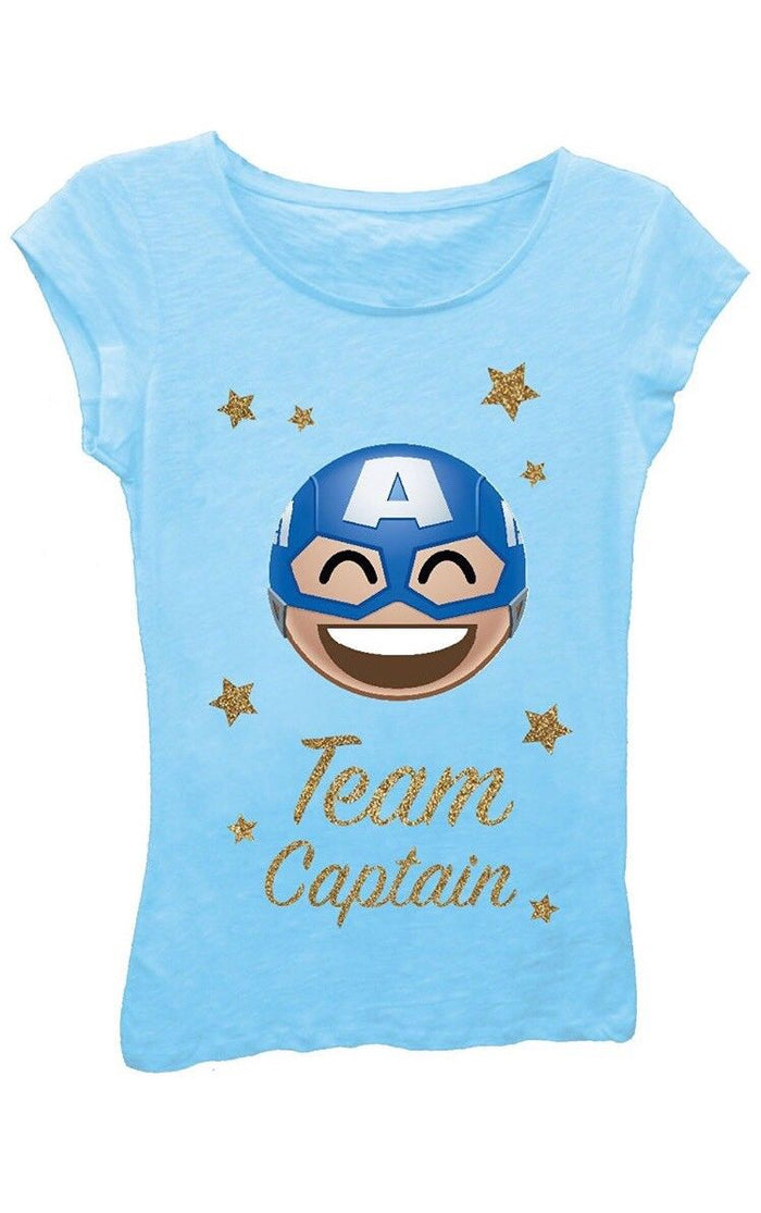 Marvel Little Girl's Team Captain Kawaii Short Sleeve Tee, Cancun, Size 4 by Vanessa Jane