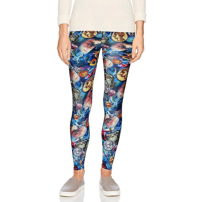 Carnival Womens Full-Length Printed Soft Microfiber Legging, coin faces, Size M by Vanessa Jane