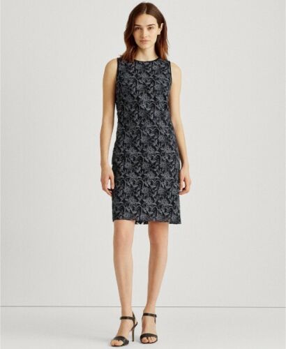 Lauren Ralph Lauren Embroidered Sleeveless Dress – Navy Blue/Silver, Size 4 by Vanessa Jane