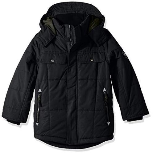 Big Chill Little Boys Quiltd Expedition Jacket W Hood, Black, Size 5 by Vanessa Jane