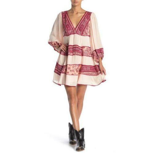 Free People My Love Printed and Textured Mini Dress, Size XS by Vanessa Jane