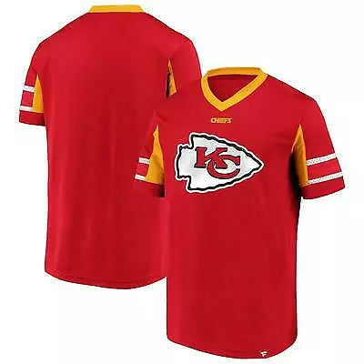 Kansas City Chiefs Fanatics Branded Iconic Hashmark Logo V-Neck T-Shirt, Size M by Vanessa Jane