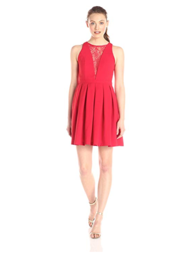 Minuet Womens Lace V Pleated, Size Small by Vanessa Jane