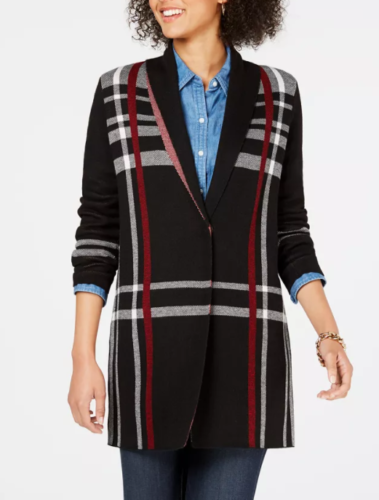 Charter Club Petite Plaid Cardigan Sweater Size PL by Vanessa Jane