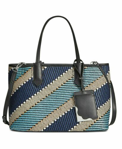 Calvin Klein Womens Jacky Raffia Leather Trim Tote Handbag by Vanessa Jane
