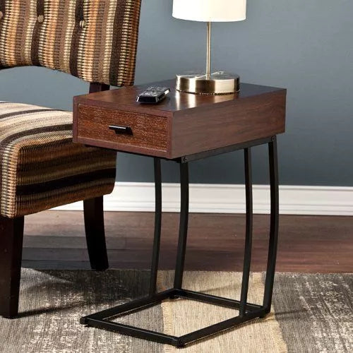 Southern Enterprises Porten Side Table in Walnut Finish by Vanessa Jane