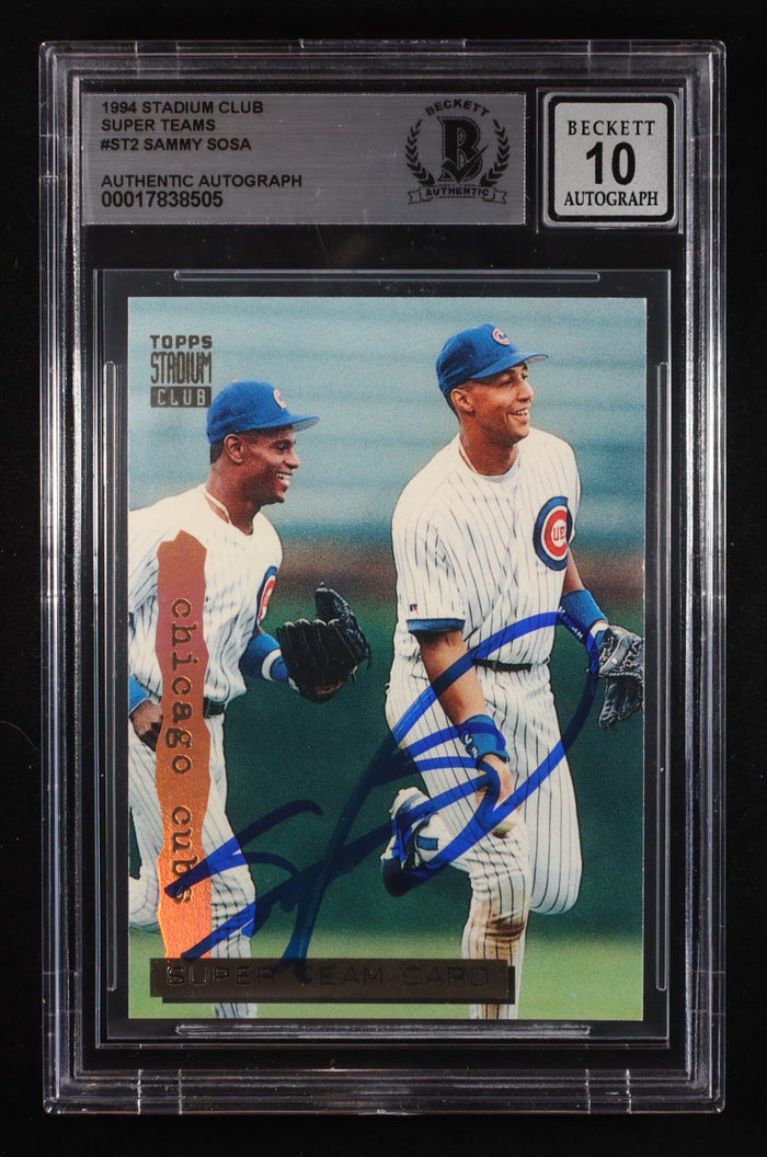 Sammy Sosa 1994 ST2 Autographed Stadium Club Card BGS 10 by Price Is Right Miami