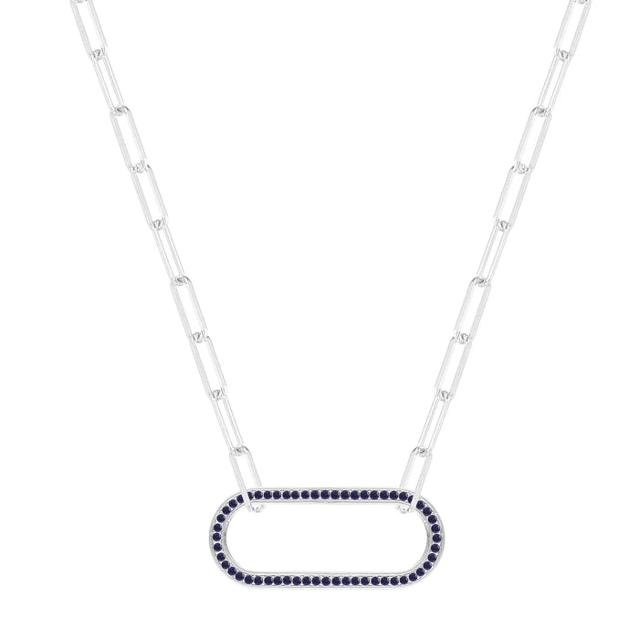 Sapphire Oval Bar Necklace by Fine Color Jewels