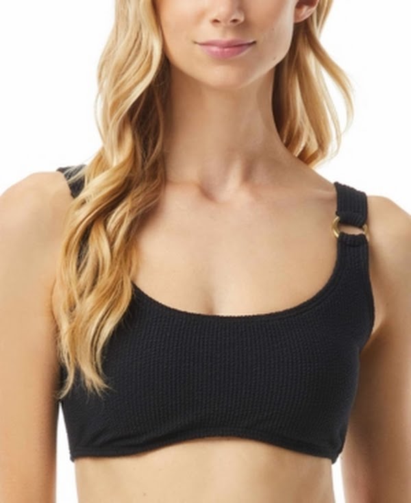 Michael Michael Kors Stretch Textured Removable Cups Ring Bralette, Size Small by Vanessa Jane