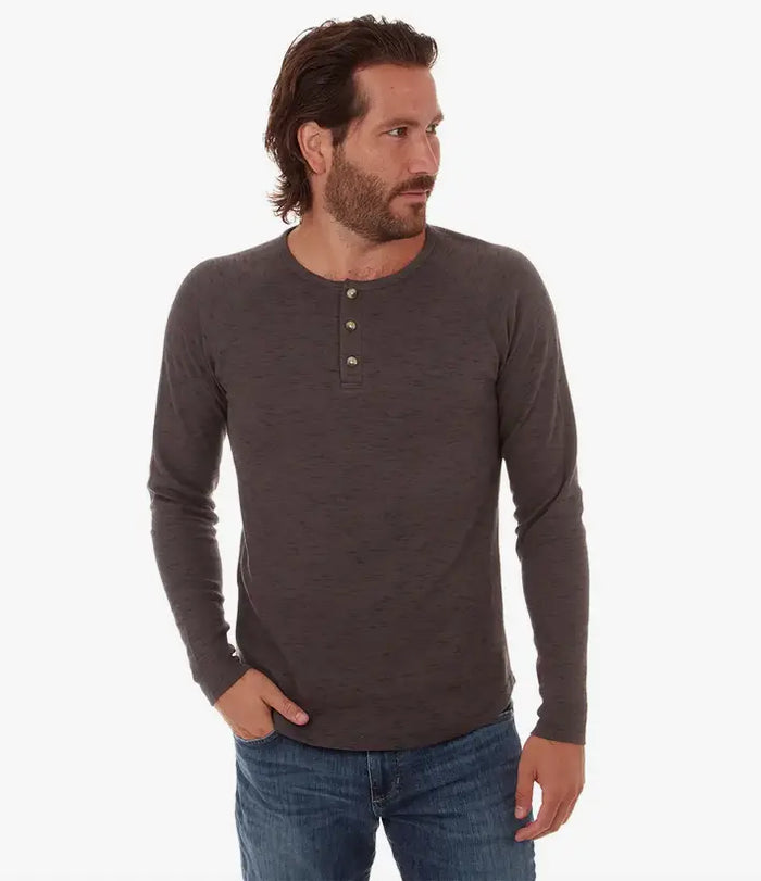 Sean Long Sleeve Henley - Charcoal by Boutique 23