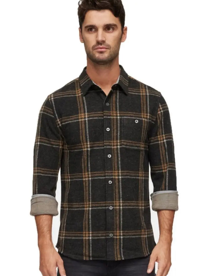 Sellers LS Hero Knit Flannel - Charcoal/Brown by Boutique 23