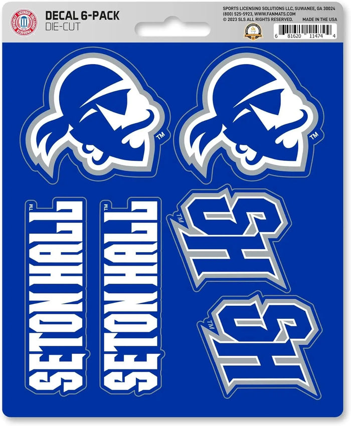 Seton Hall University Pirates 6-Piece Decal Sticker Set, 5x6 Inch Sheet, Gift for football fans for any hard surfaces around home, automotive, personal items by Fielders Choice