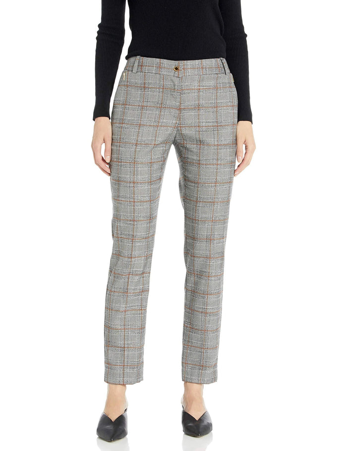 Calvin Klein Plaid Cropped Pants - Orange Multi, Size 12 by Vanessa Jane