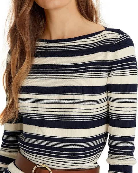 Ralph Lauren Striped Ribbed Boatneck Sweater by Vanessa Jane