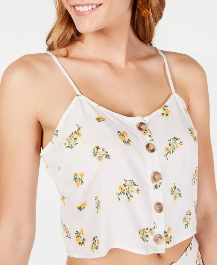 Polly & Esther Juniors Button-Front Floral-Print Tank Top by Vanessa Jane