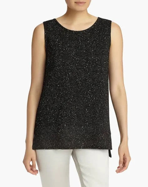 Lafayette 148 New York Sleeveless, Black Metallic Tunic , Size Medium by Vanessa Jane