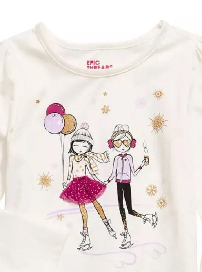 Epic Threads Little Girls Skating Girls T-Shirt, Size 5 by Vanessa Jane