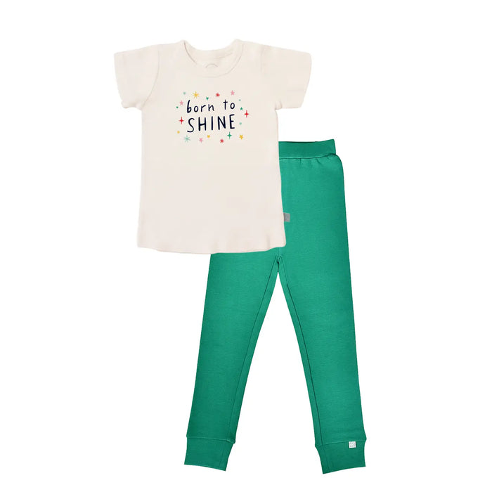 short sleeve pajama set | born to shine emerald by Finn + Emma